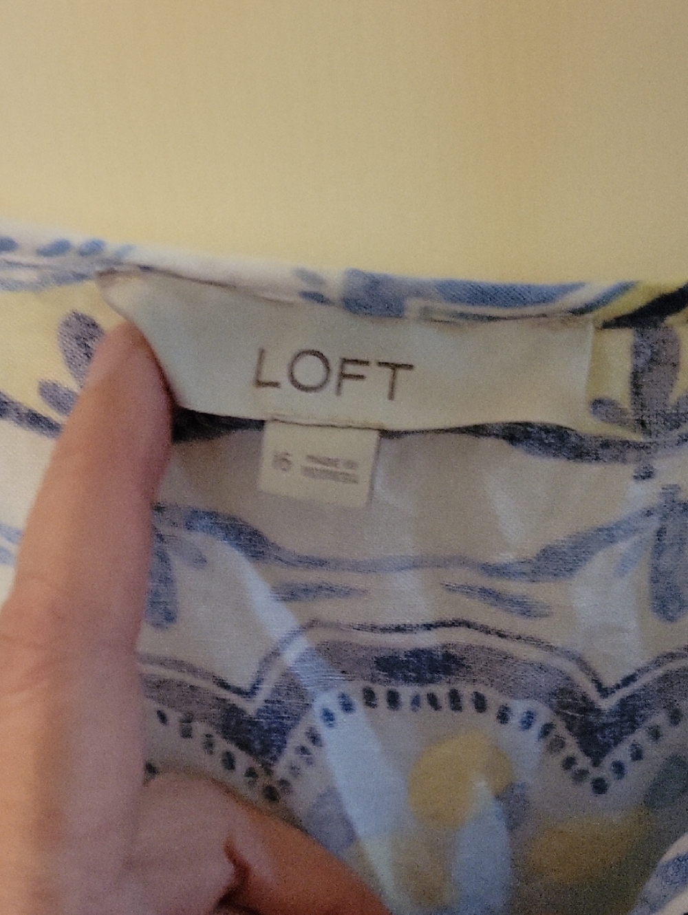 LOFT Light Blue and Yellow Tile-Print Spaghetti-Strap Maxi Dress - Picture 6 of 9